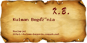 Kulman Begónia névjegykártya